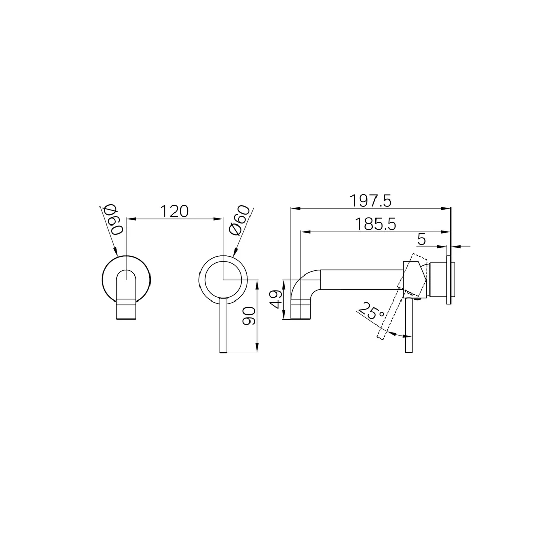 Nero Dolce Wall Basin/Bath Mixer Separate Back Plate Trim Kits Only Brushed Nickel - Image 2