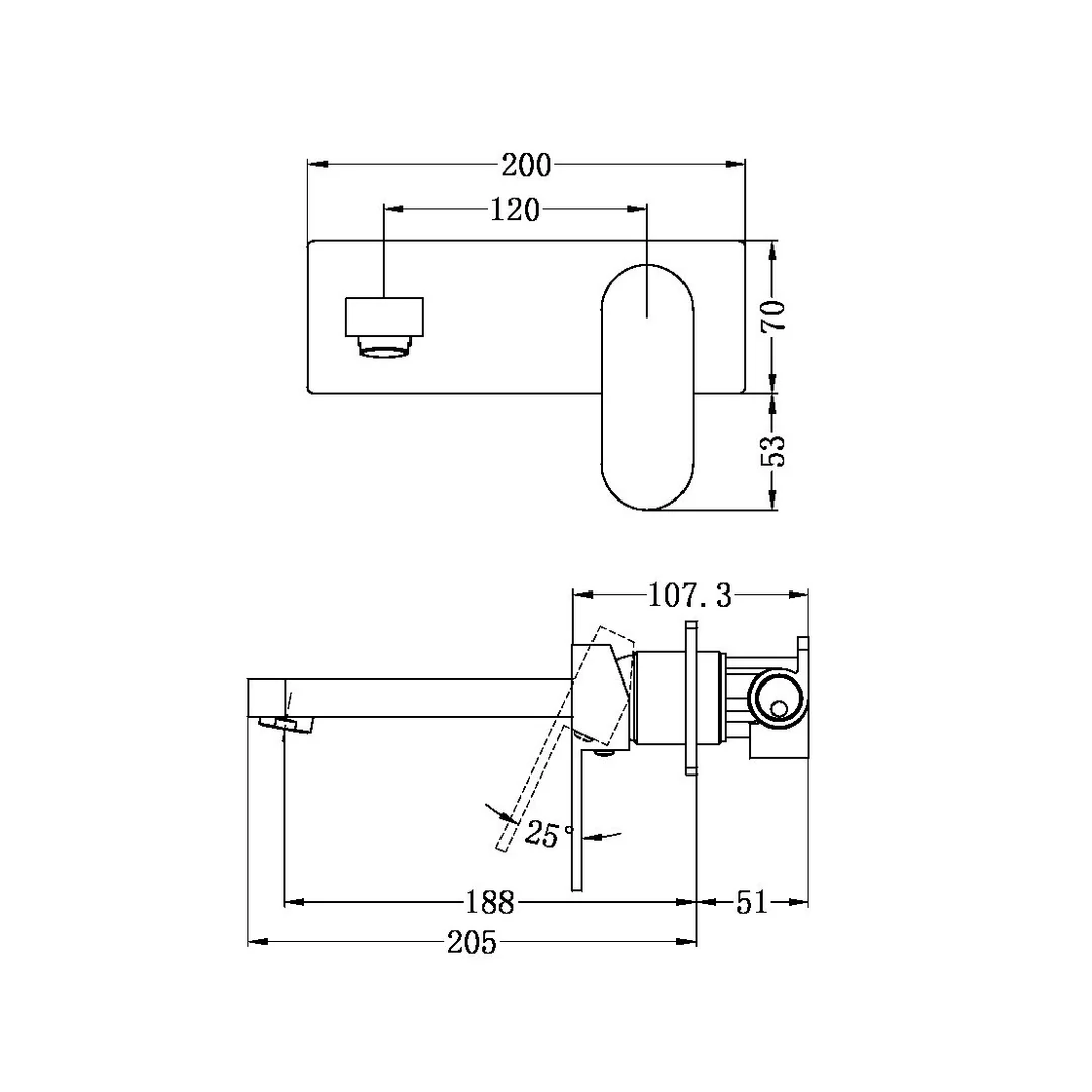 Nero Ecco Wall Basin/Bath Mixer Separate Back Plate Brushed Nickel Nr301310Bbn - Image 3