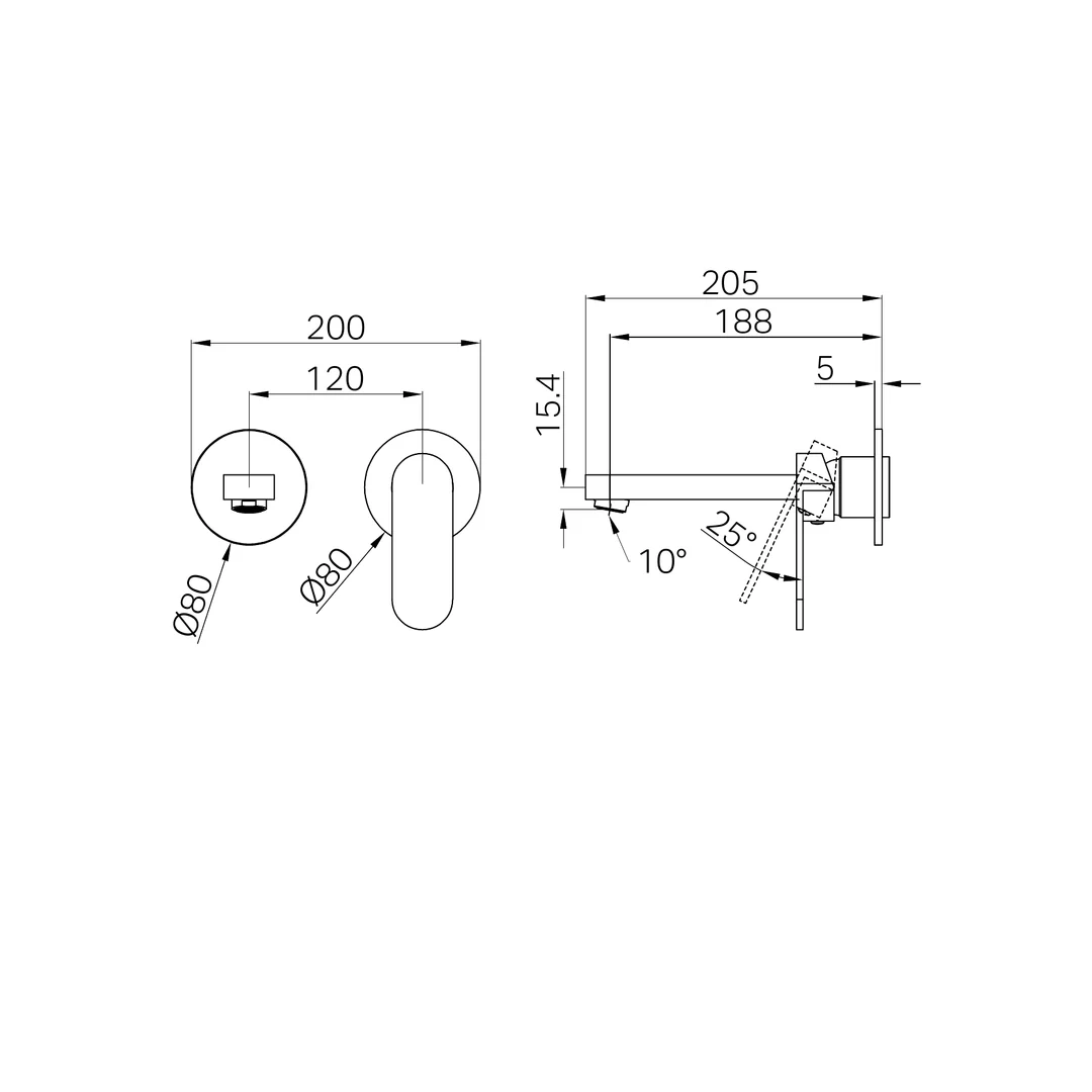 Nero Ecco Wall Basin/Bath Mixer Separate Back Plate Trim Kits Only Matte Black - Image 2