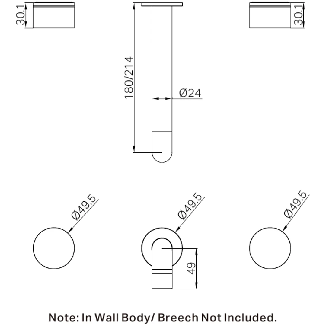 Nero Kara 3 Piece Wall Basin Set 217Mm Matt Black - Image 3