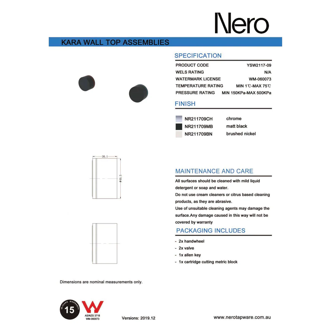 Nero Kara Wall Top Assemblies Matt Black - Image 3