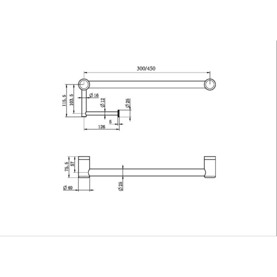 Nero Mecca Care 25Mm Toilet Roll Rail 450Mm Brushed Nickel - Image 3