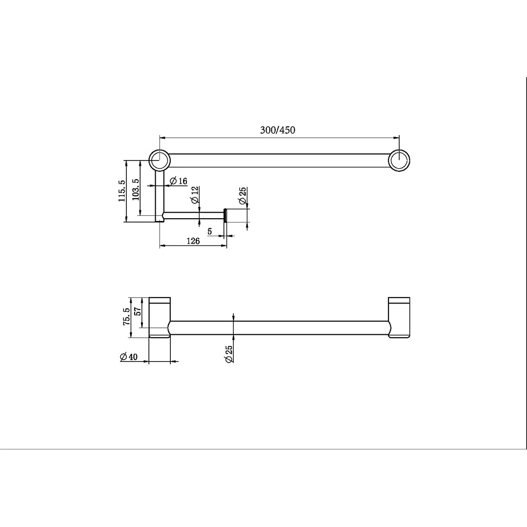 Nero Mecca Care 25Mm Toilet Roll Rail 450Mm Gun Metal - Image 4