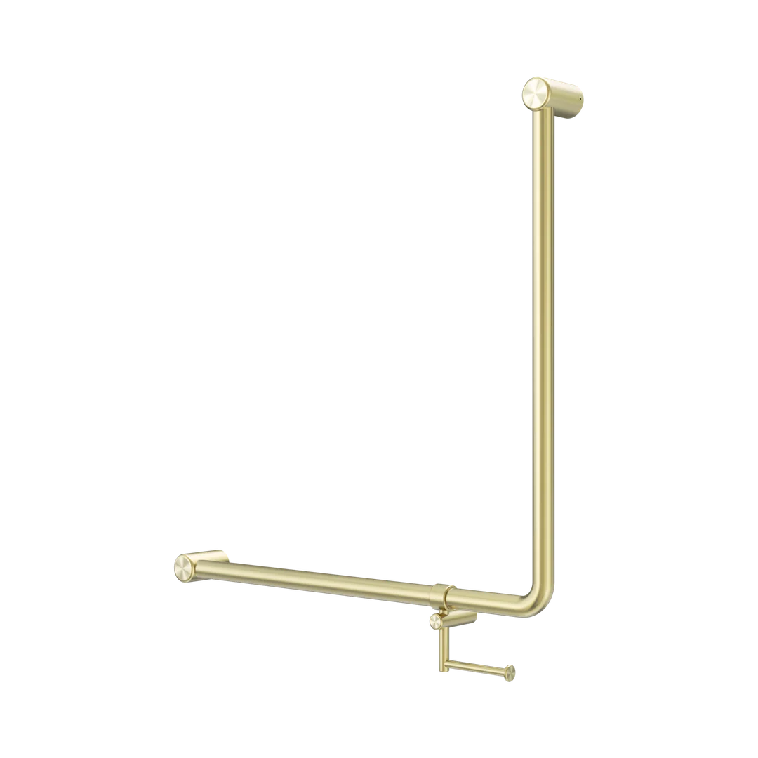 Nero Mecca Care 32Mm 90 Deg. Nz4121 Grab Rail 750X750Mm C/W Roll Holder Brushed Gold