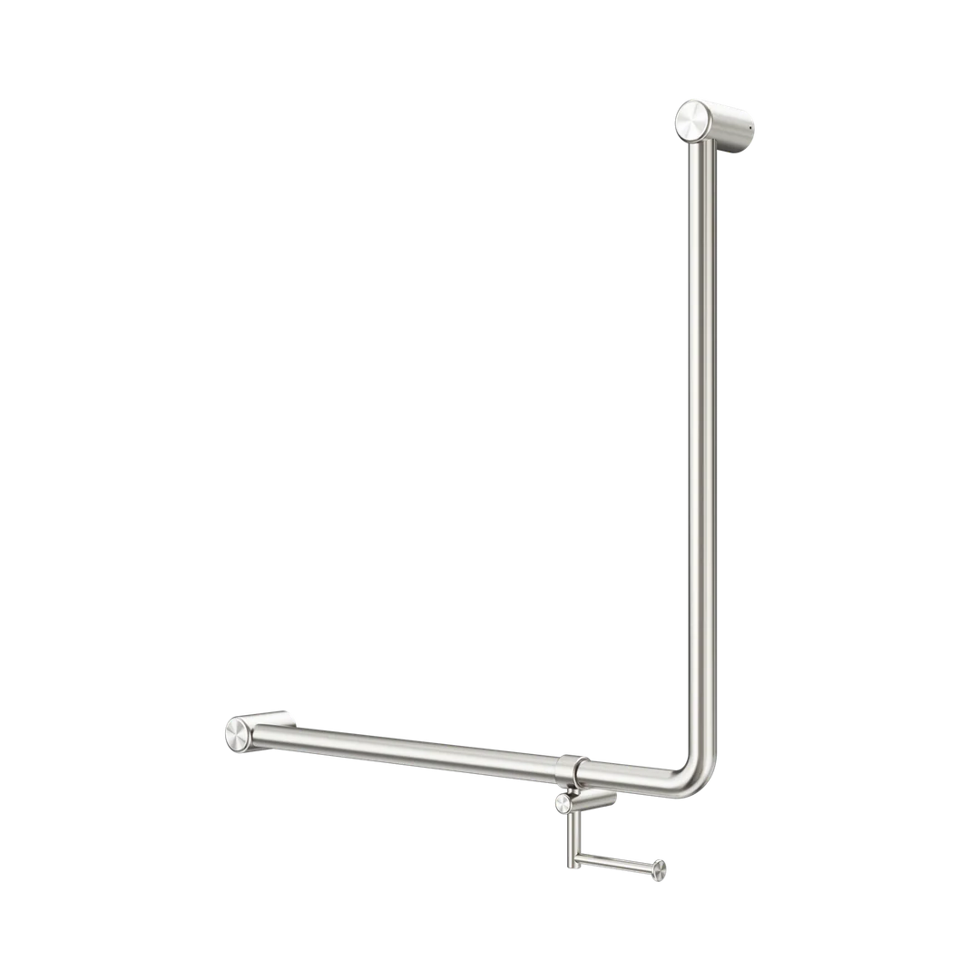 Nero Mecca Care 32Mm 90 Deg. Nz4121 Grab Rail 750X750Mm C/W Roll Holder Brushed Nickel