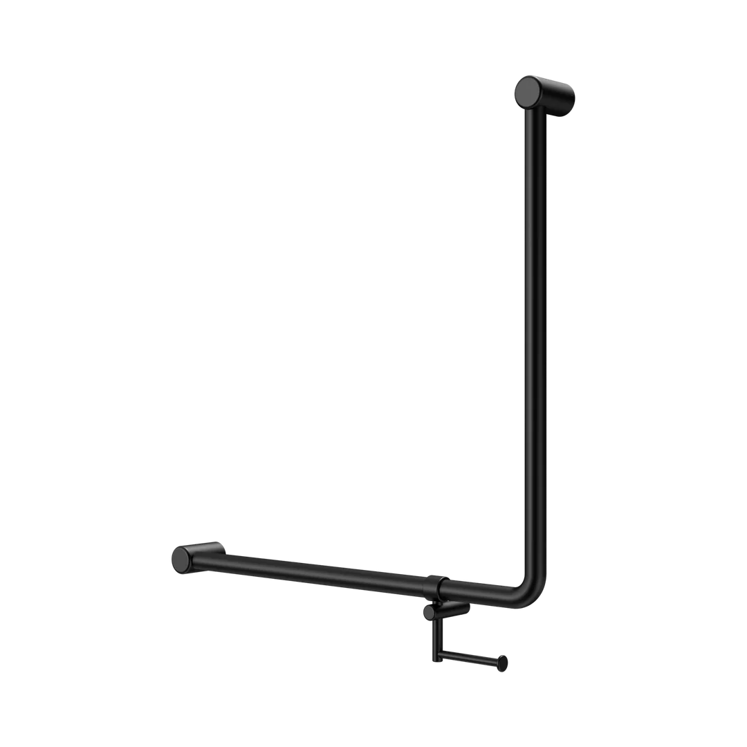 Nero Mecca Care 32Mm 90 Deg. Nz4121 Grab Rail 750X750Mm C/W Roll Holder Matte Black