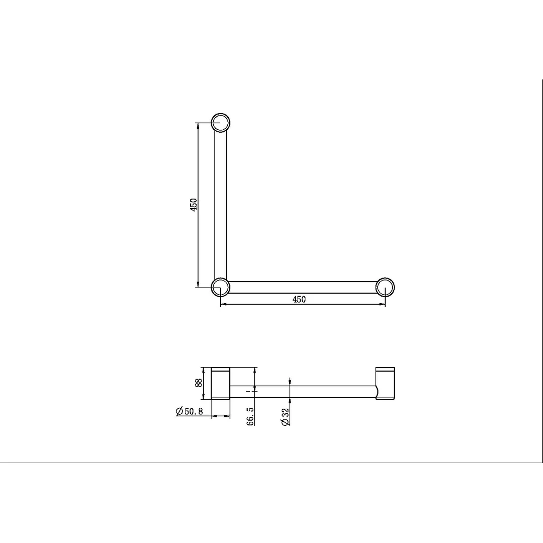 Nero Mecca Care 32Mm Ambulant Toilet Grab Rail 90 Degree 450X450Mm Brushed Bronze - Image 6