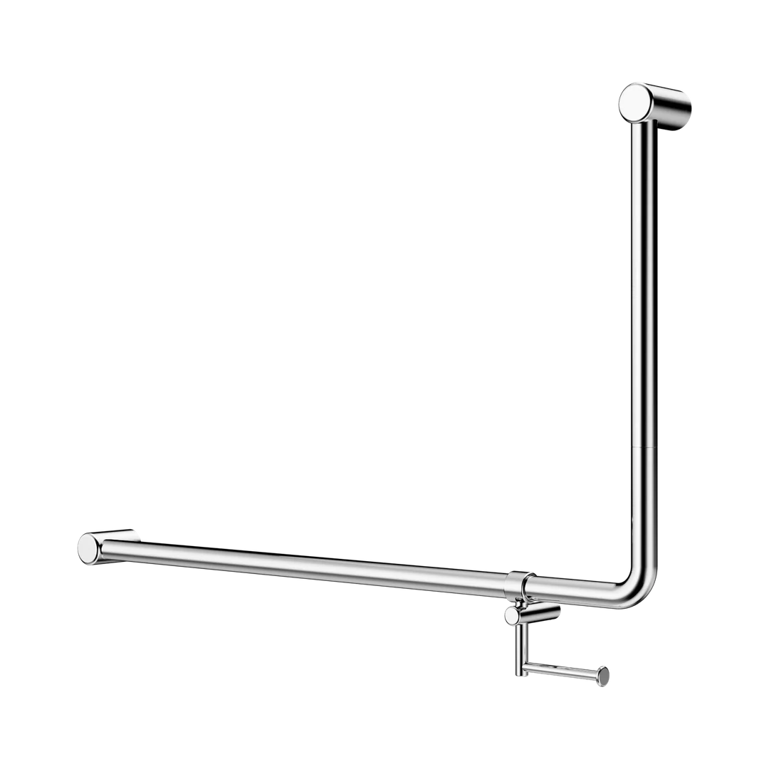 Nero Mecca Care 32Mm Dda 90 Deg. Grab Rail 600X1000Mm C/W Toilet Roll Holder Chrome