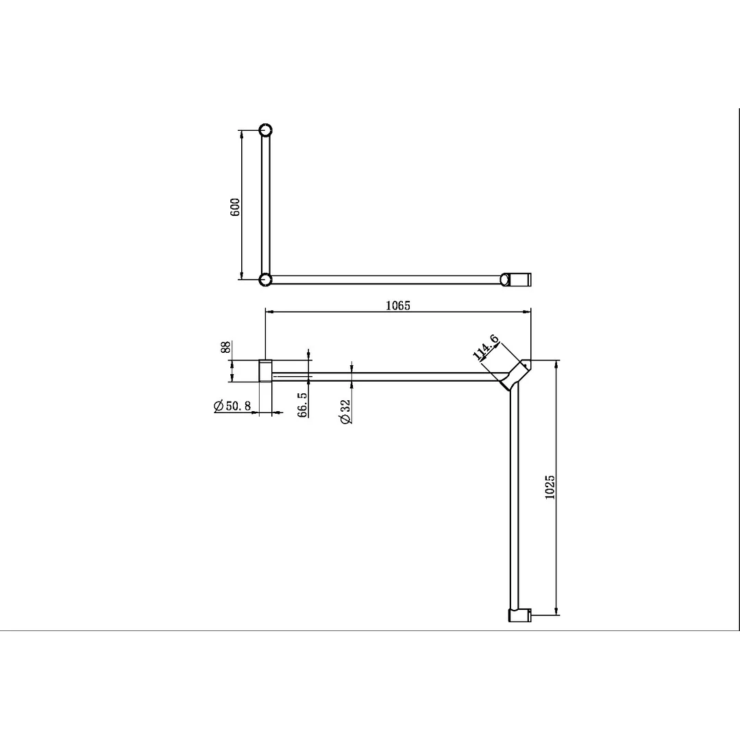Nero Mecca Care 32Mm Dda Toilet Grab Rail Set 90 Degree 600X1065X1025Mm Brushed Bronze - Image 6