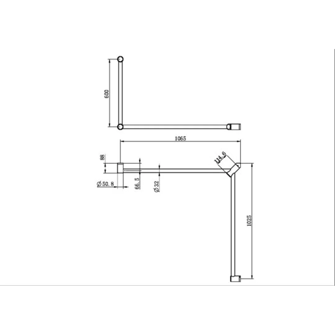 Nero Mecca Care 32Mm Dda Toilet Grab Rail Set 90 Degree 600X1065X1025Mm Chrome - Image 3