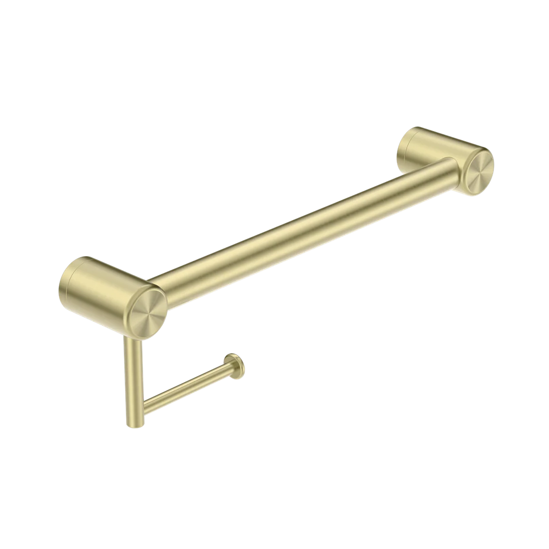 Nero Mecca Care 32Mm Grab Rail With Toilet Roll Holder 450Mm Brushed Gold - Image 2