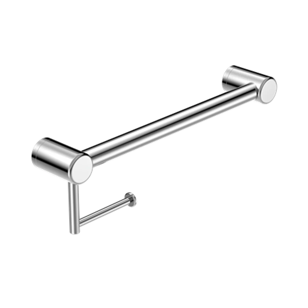 Nero Mecca Care 32Mm Grab Rail With Toilet Roll Holder 450Mm Chrome
