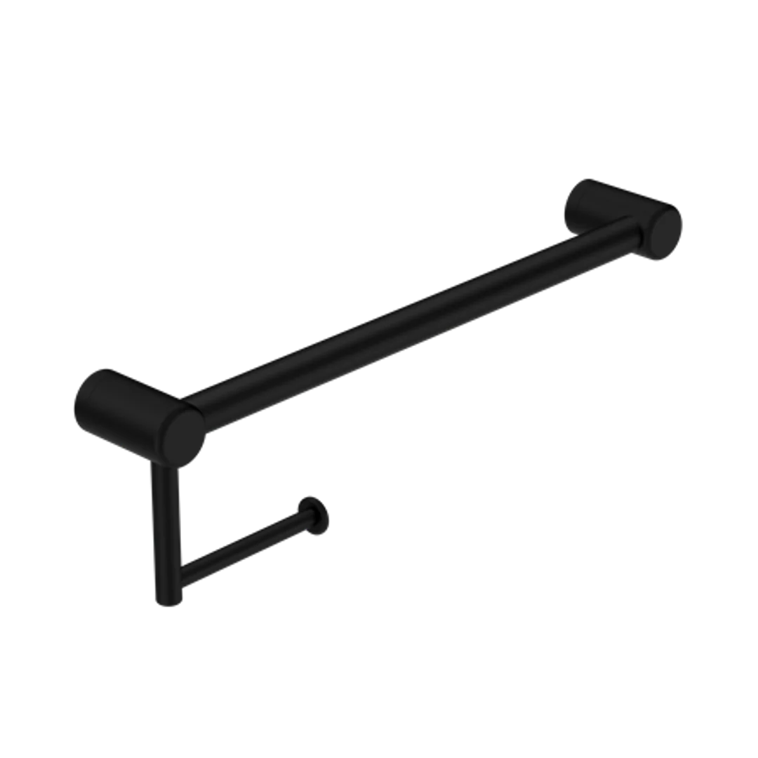 Nero Mecca Care 32Mm Grab Rail With Toilet Roll Holder 450Mm Matte Black