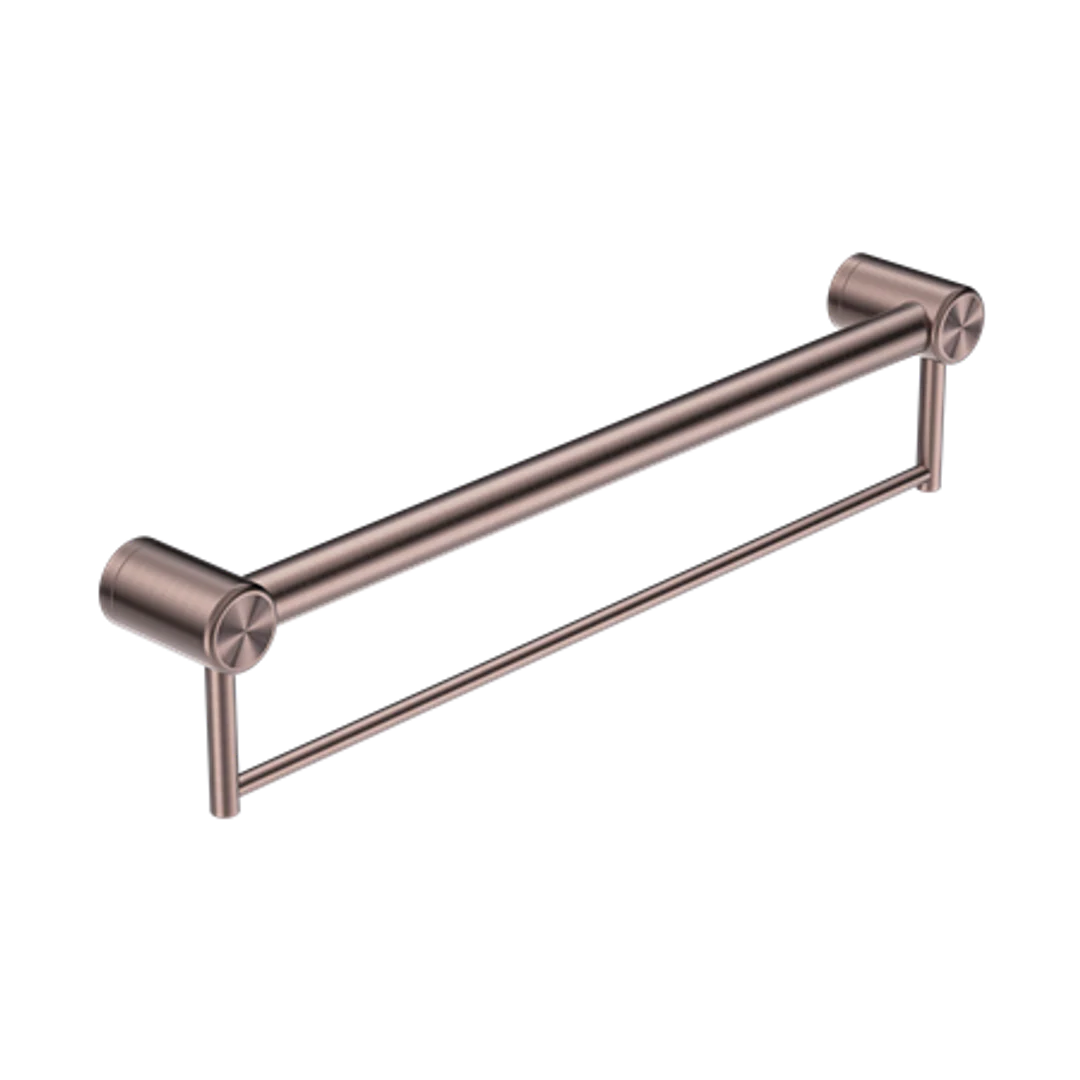 Nero Mecca Care 32Mm Grab Rail With Towel Holder 600Mm Brushed Bronze
