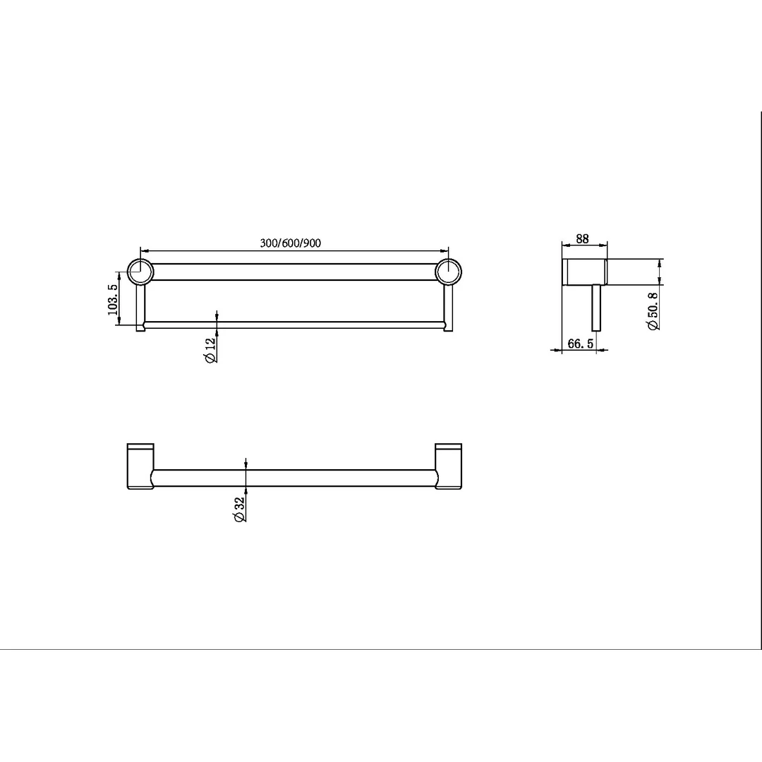 Nero Mecca Care 32Mm Grab Rail With Towel Holder 600Mm Brushed Bronze - Image 4
