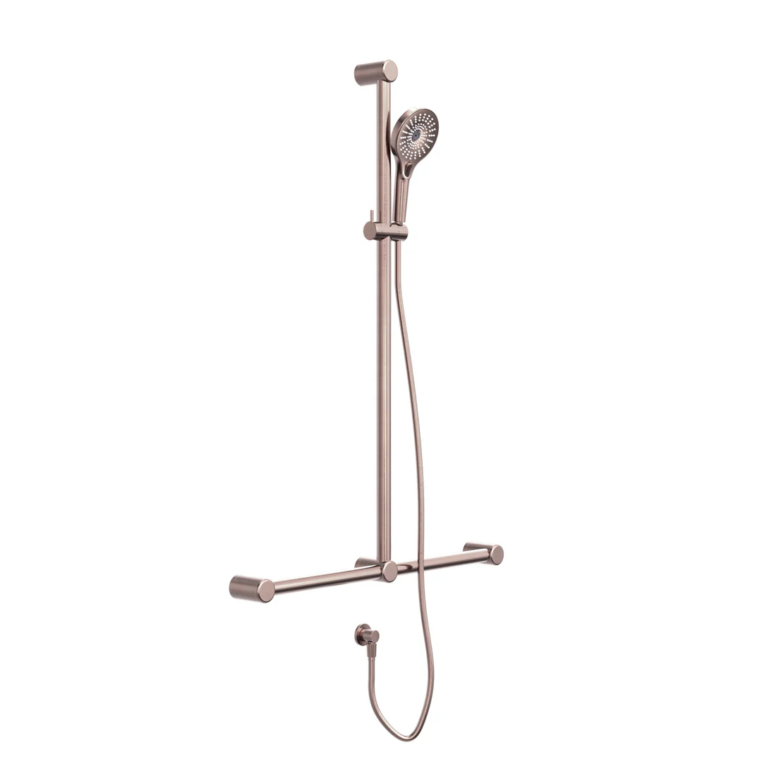 Nero Mecca Care 32Mm T Bar Grab Rail And Adjustable Shower Set 1100X750Mm Brushed Bronze - Image 4