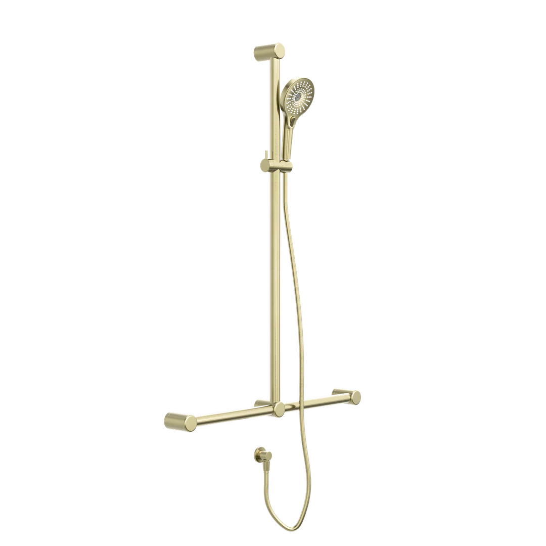 Nero Mecca Care 32Mm T Bar Grab Rail And Adjustable Shower Set 1100X750Mm Brushed Gold - Image 4