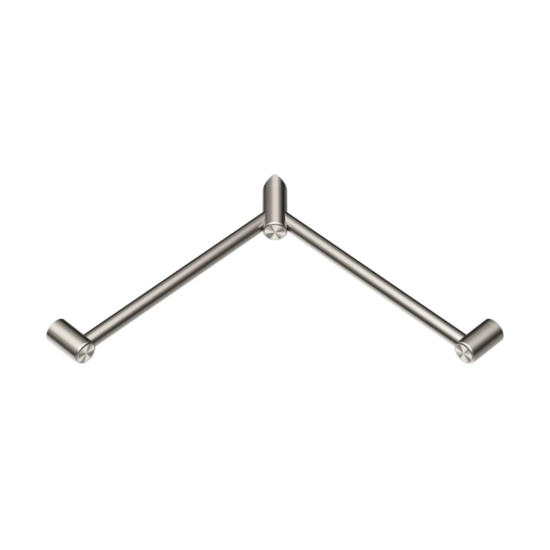 Nero Mecca Care 32Mm Wrap Around Corner Grab Rail 600X600Mm Brushed Nickel