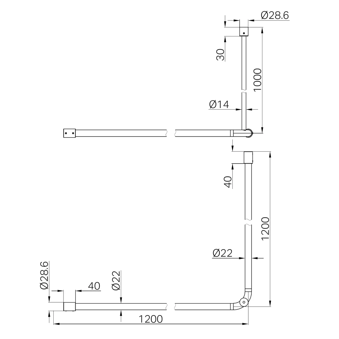 Nero Mecca Care Curtain Rail 1200X1200Mm 90 Degree Brushed Bronze - Image 2
