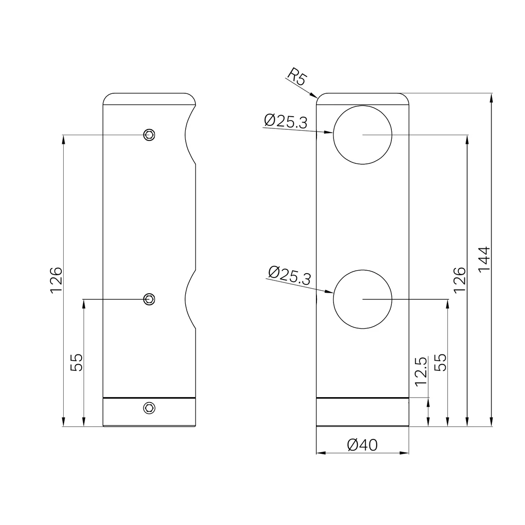 Nero Mecca Care Make Your Own 25Mm Grab Rail Double Towel Bracket Left Matte Black - Image 2