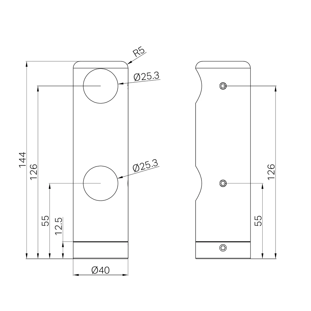 Nero Mecca Care Make Your Own 25Mm Grab Rail Double Towel Bracket Right Brushed Bronze - Image 2
