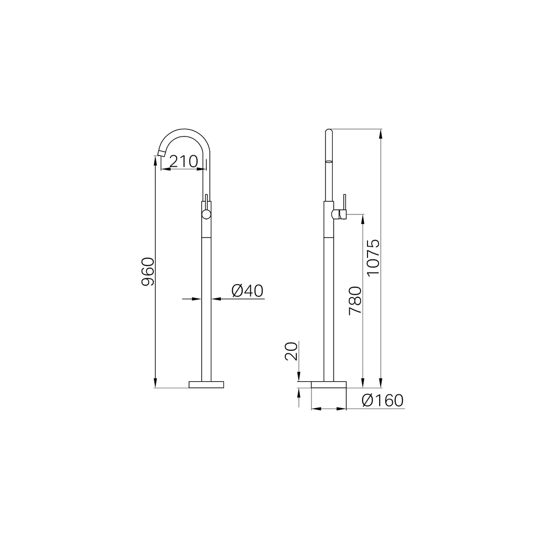 Nero Mecca Freestanding Bath Mixer Graphite - Image 2