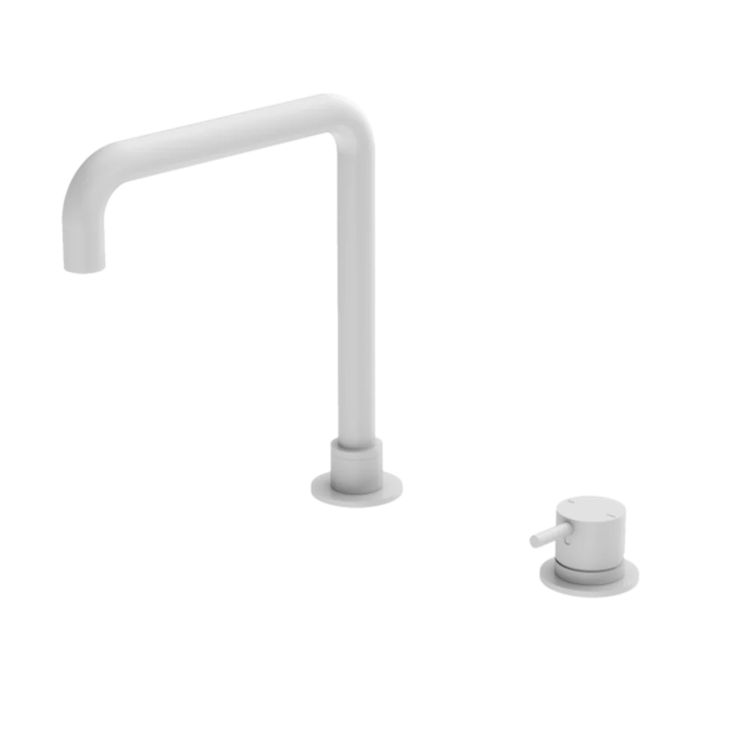Nero Mecca Hob Basin Mixer Square Swivel Spout Matte White Nr221901Cmw
