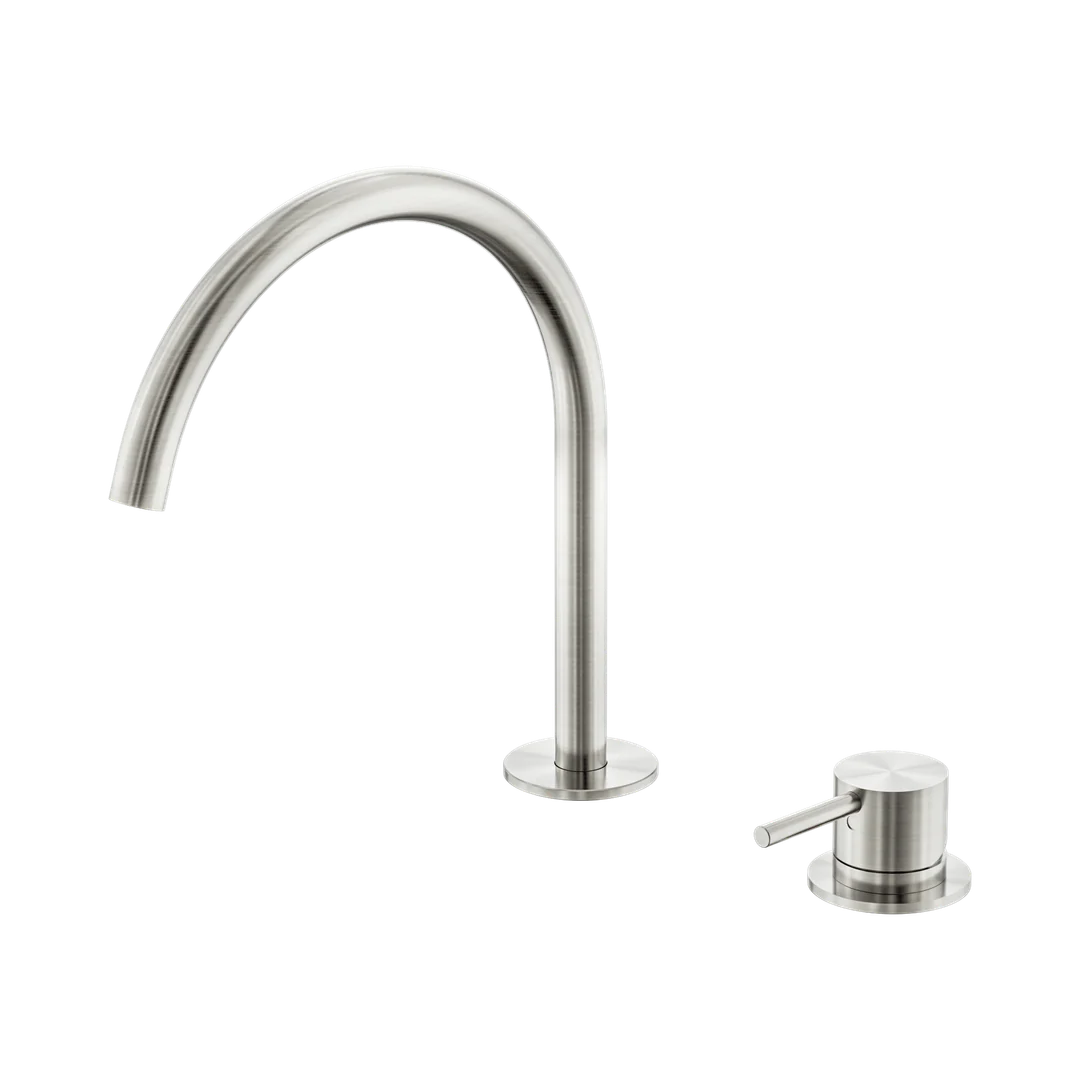Nero Mecca Hob Bath/Kitchen Mixer Set Arc Spout Brushed Nickel