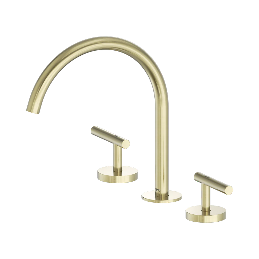 Nero Mecca Lever Bath/Kitchen Set Arc Spout Brushed Gold