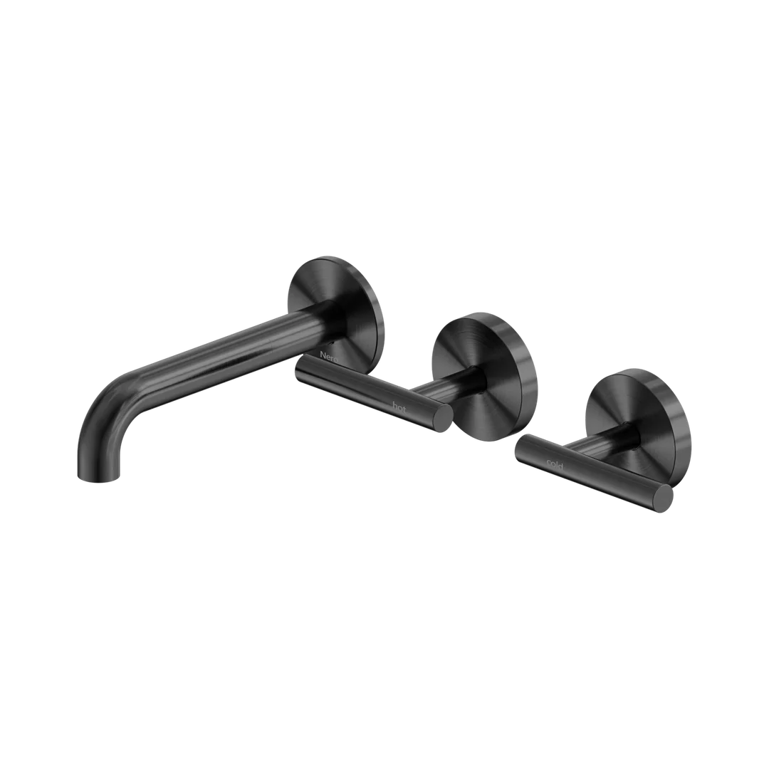 Nero Mecca Lever Wall Basin/Bath Set 160Mm Offset Spout Gun Metal