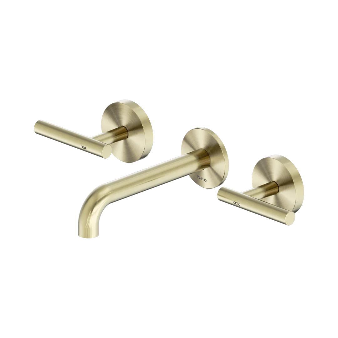 Nero Mecca Lever Wall Basin/Bath Set 160Mm Spout Brushed Gold