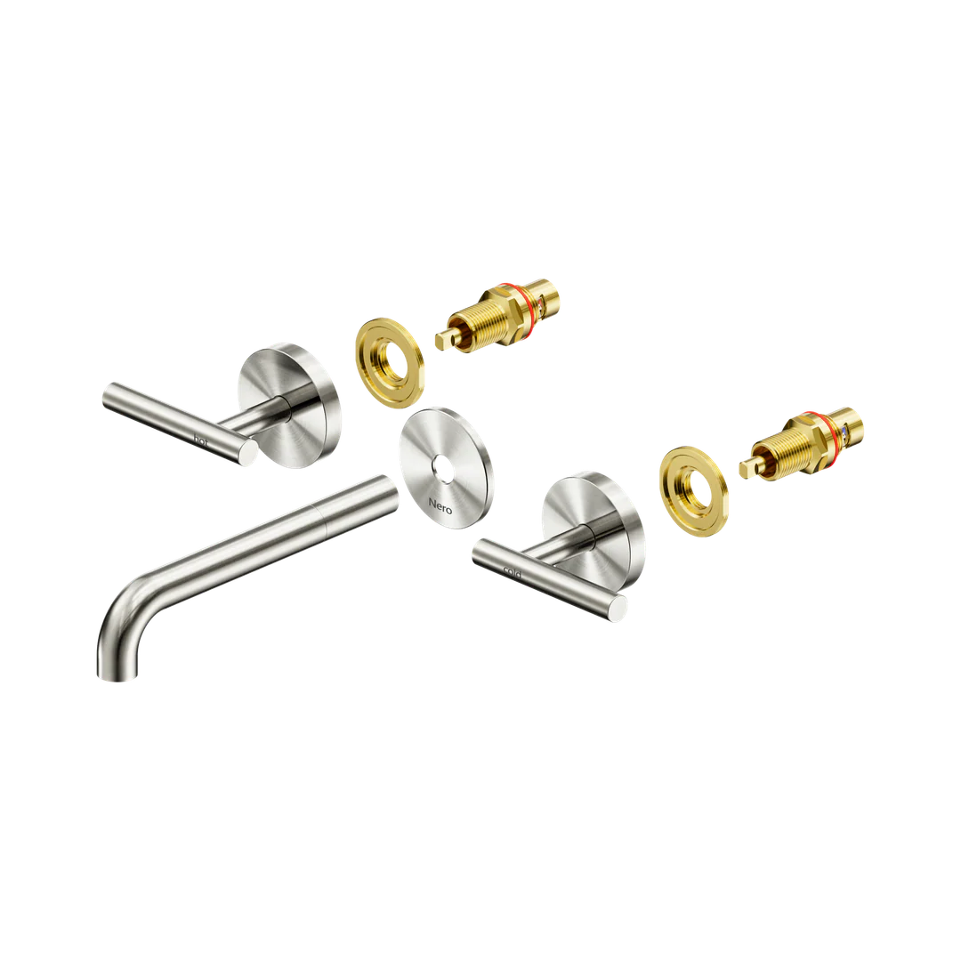 Nero Mecca Lever Wall Basin/Bath Set 185Mm Spout Trim Kits Only Brushed Nickel