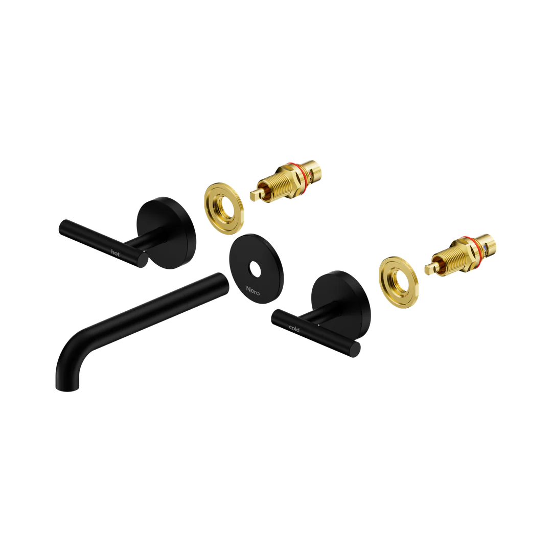 Nero Mecca Lever Wall Basin/Bath Set 185Mm Spout Trim Kits Only Matte Black