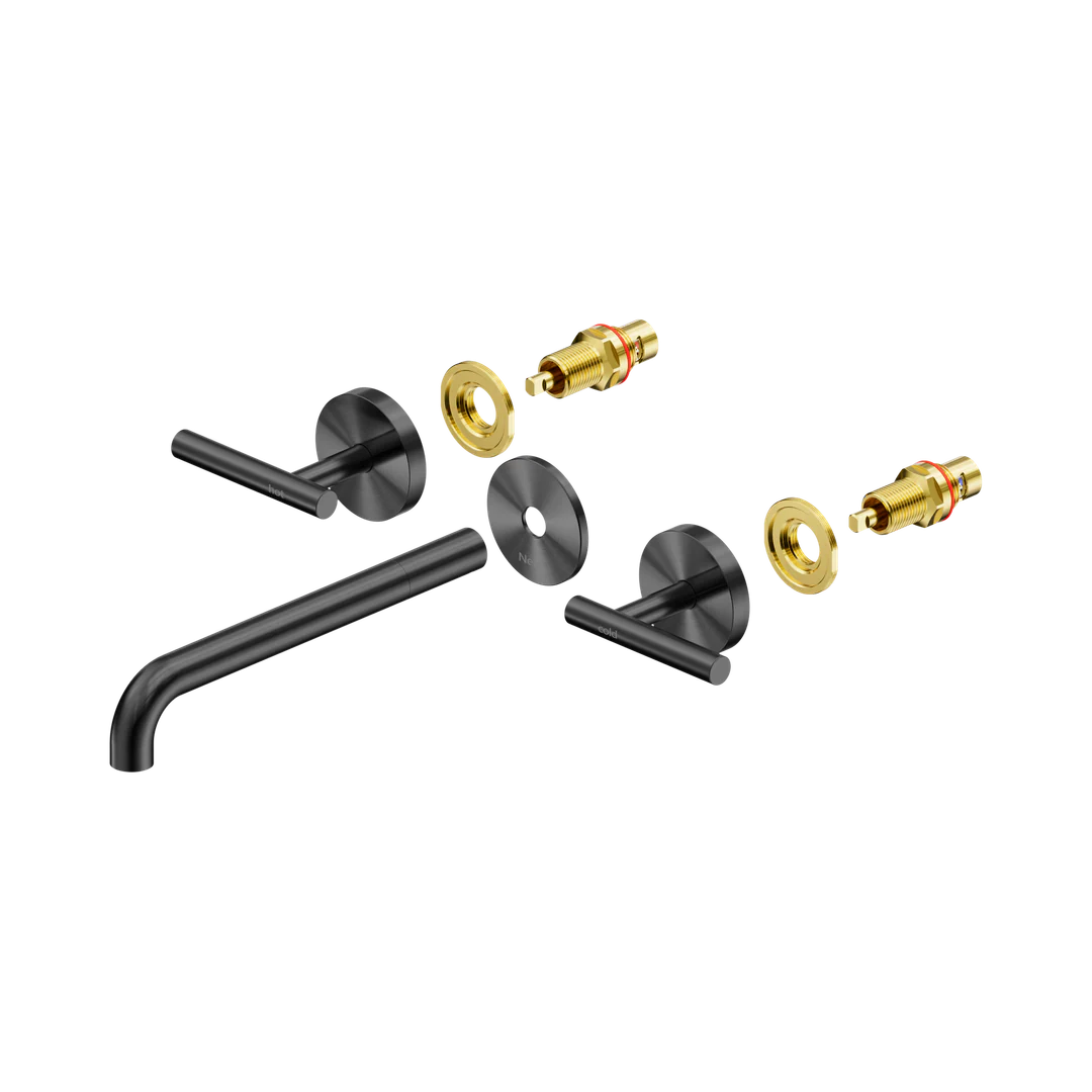 Nero Mecca Lever Wall Basin/Bath Set 220Mm Spout Trim Kits Only Gun Metal