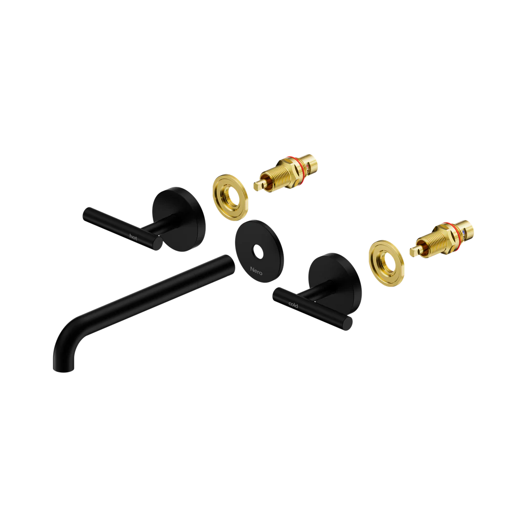 Nero Mecca Lever Wall Basin/Bath Set 220Mm Spout Trim Kits Only Matte Black