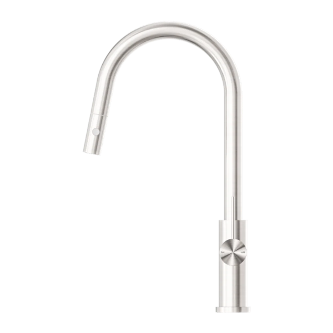 Nero Mecca Gooseneck Pull Out Sink Mixer With Vegie Spray Brushed Nickel - Image 3
