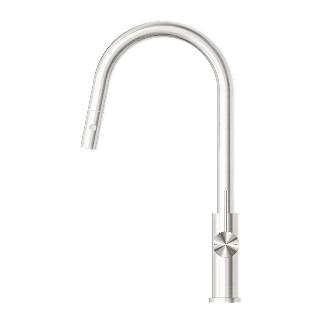 Nero Mecca Gooseneck Pull Out Sink Mixer With Vegie Spray Brushed Nickel - Image 6