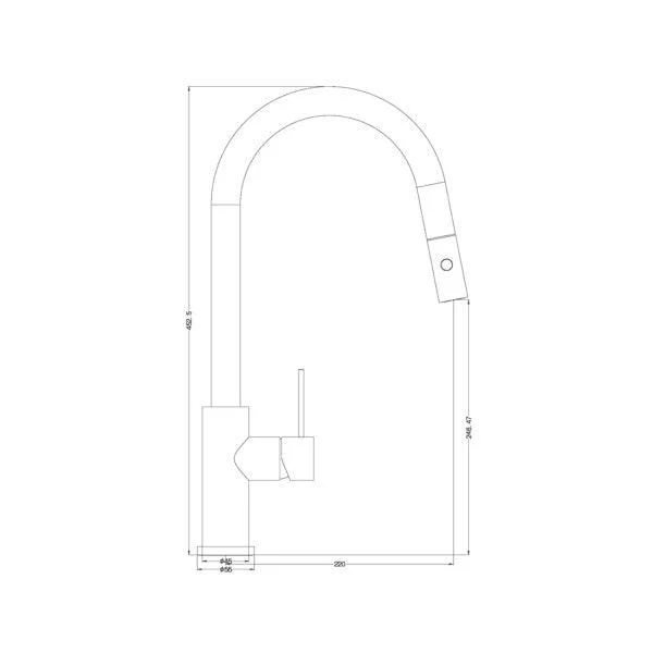 Nero Mecca Gooseneck Pull Out Sink Mixer With Vegie Spray Brushed Nickel - Image 7