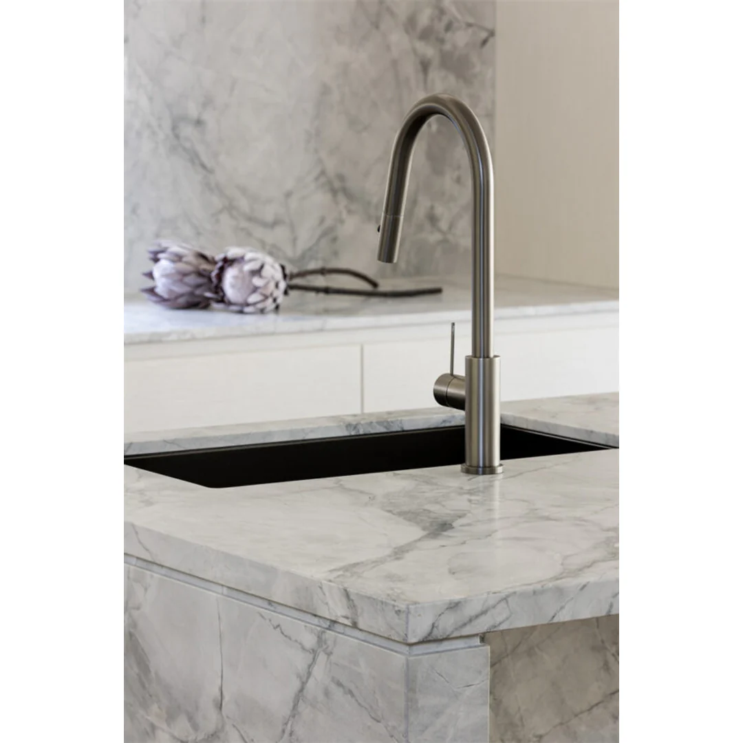 Nero Mecca Gooseneck Pull Out Sink Mixer With Vegie Spray Gun Metal - Image 8