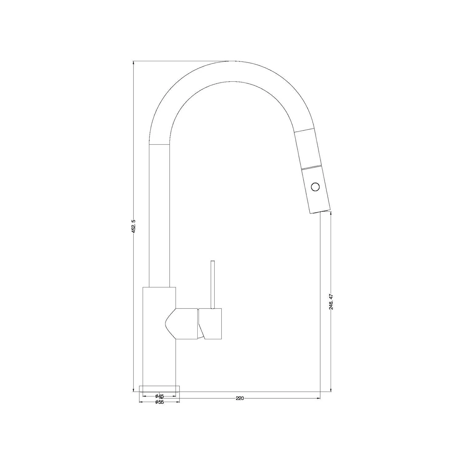 Nero Mecca Gooseneck Pull Out Sink Mixer With Vegie Spray Matt Black - Image 7
