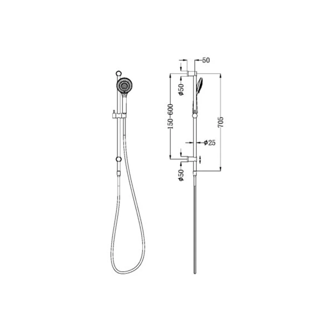 Nero Mecca Rail Shower With Air Shower Matte White Nr221905Amw - Image 3