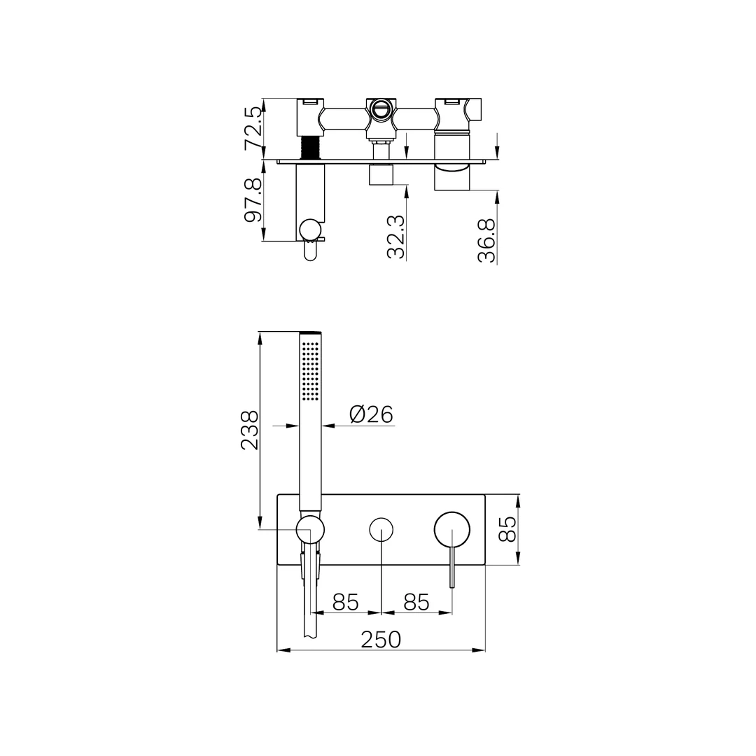 Nero Mecca Shower Mixer Diverter System Chrome - Image 2