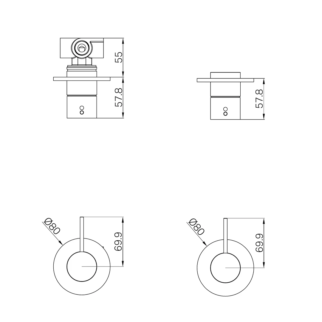 Nero Mecca Shower Mixer Handle Up 80Mm Plate Trim Kits Only Matte Black - Image 2
