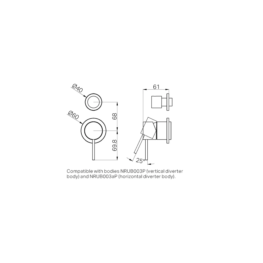 Nero Mecca Shower Mixer With Diverter Separate Back Plate Trim Kits Only Gun Metal - Image 2