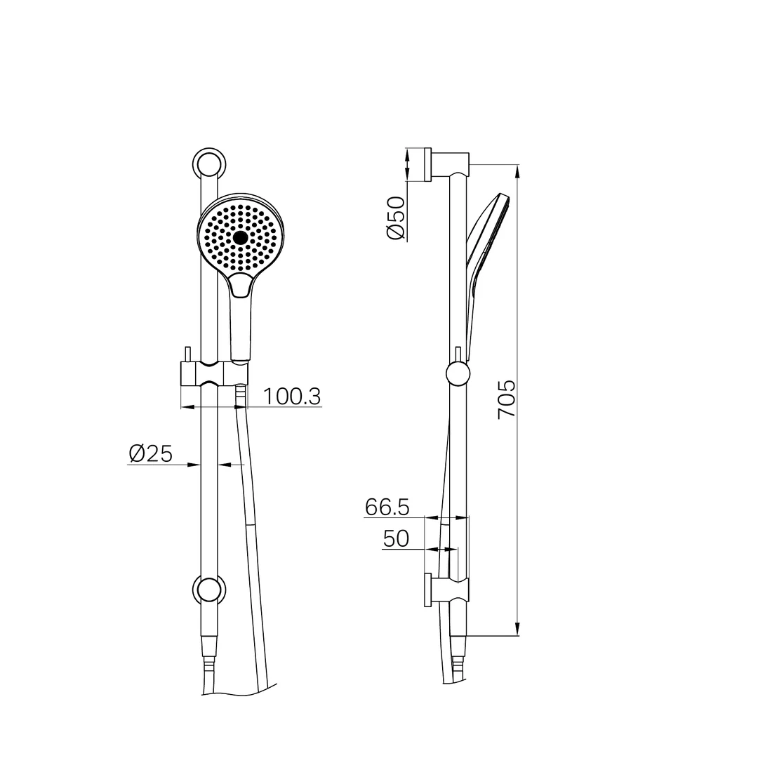 Nero Mecca Shower Rail With Air Shower Ii Chrome Nr221905Gch - Image 2