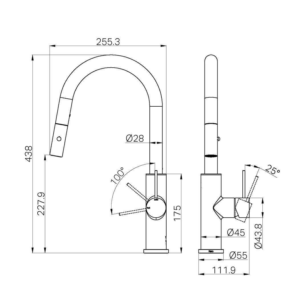 Nero Mecca Smart Sensor Pull Out Kitchen Mixer Matte White - Image 2