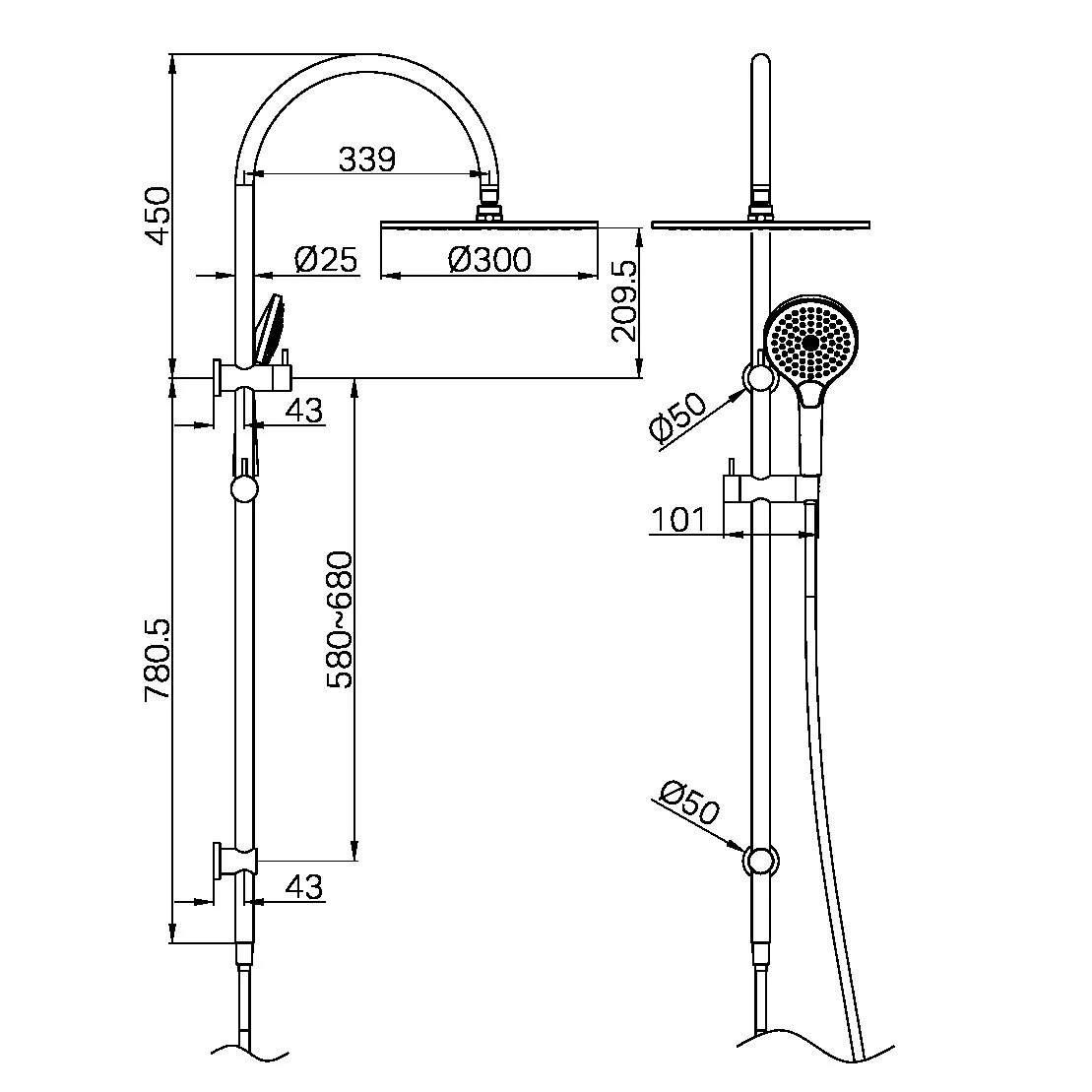 Nero Mecca Twin Shower With Air Shower Ii Brushed Gold Nr221905Hbg - Image 6
