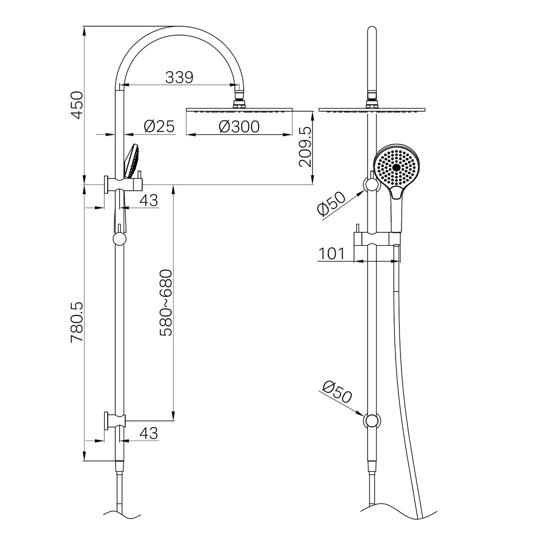 Nero Mecca Twin Shower With Air Shower Ii Matte White Nr221905Hmw - Image 2