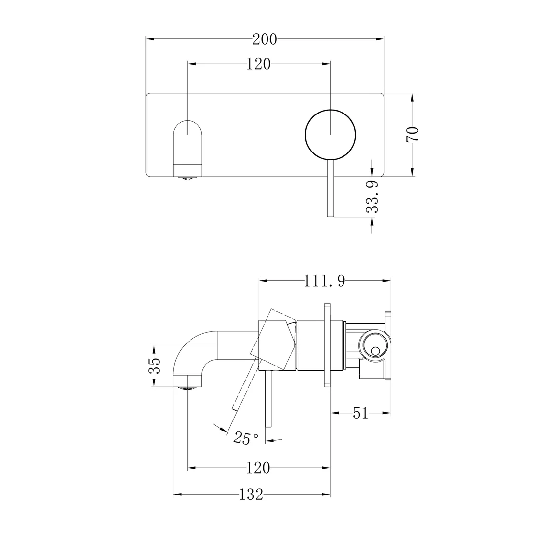 Nero Mecca Wall Basin/Bath Mixer 120Mm Brushed Nickel - Image 2