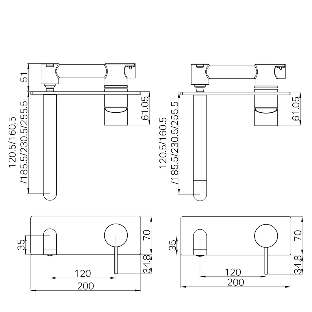 Nero Mecca Wall Basin/Bath Mixer 160Mm Trim Kits Only Brushed Bronze - Image 2